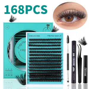 Kit complet de 168 grappes de faux cils DIY 8-16mm avec colle, scellant et outils