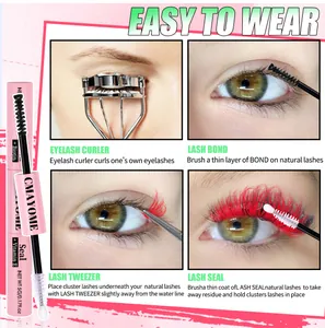 Colle et fixateur de cils 2-en-1 avec Vitamine E et Biotine dans un tube rose