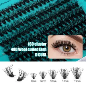 Kit 160 cluster 40D D-curl ciglia finte voluminose con lunghezze miste da 8mm fino a 16mm