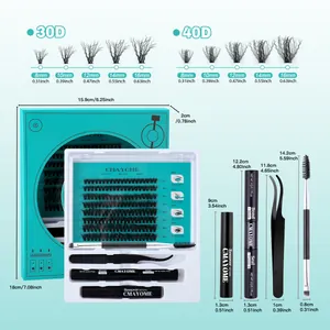Set professionale extension ciglia DIY con cluster 30D/40D, adesivo, sigillante e pinzette
