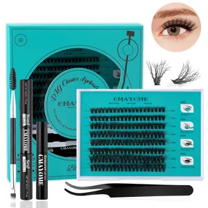 Kit extension ciglia fai-da-te con ciuffi 8-16mm e strumenti per colla professionale