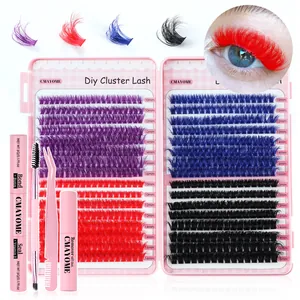 Kit d'extensions de cils DIY avec 576 segments colorés et outils d'application inclus