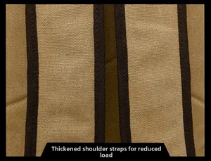 Detalle de correas ergonómicas acolchadas en mochila de lona caqui para mayor comodidad