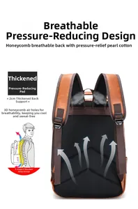 Detail der 3D-Waben-Rückenpolsterung und S-förmigen ergonomischen Träger am Herrenrucksack