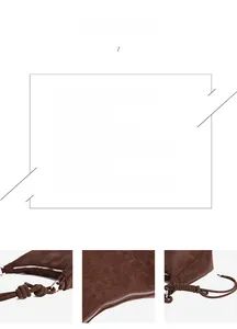 Close-up of brown textured leather crossbody bag showing strap weaving and fine stitching