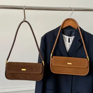 Petit Sac Sous Le Bras En Daim Givré Minimaliste Rétro Pour Femme Style Français Boucle Dorée Sac Baguette Elégant Sac À Epaule