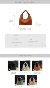 Detailed size specifications for large canvas tote bag showing dimensions and colors