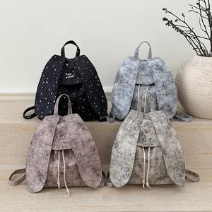 Vintage large capacity star pattern backpack with rabbit ears for women daily use