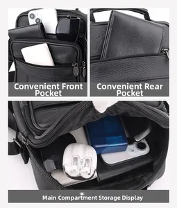 Gedetailleerde binnenopslag van lederen tas voor telefoon, portemonnee en accessoires