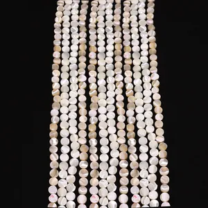 Natural Seawater Shell Loose Beads Round Disc Shape Baroque Style Mother Of Pearl Spacer Beads For DIY Jewelry Making Necklaces