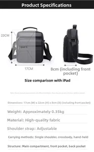 Detaillierte Maße der schwarzen Leder-Businesstasche 22x17x8cm für iPad 6