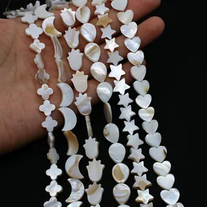 Perle in madreperla naturale a forma di mano, stella e cuore per gioielli fai da te