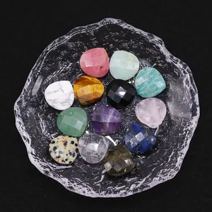 Faceted teardrop natural gemstones including tiger eye and amethyst for DIY jewelry