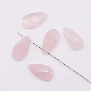 Faceted rose quartz teardrop beads with side-drilled holes for DIY jewelry making