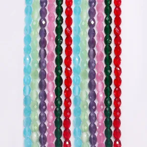 Faceted Natural Stone Oval Loose Beads Cat's Eye Stone For DIY Jewelry Making Necklace Bracelet Handcraft Supplies Bead Strand