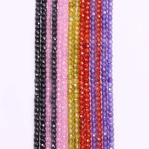 Cuentas Sueltas de Piedra Natural Zirconia Redondas Facetadas Para Fabricación de Joyas DIY Collar Pulsera Cuentas Espaciadoras Pulidas Multicolor
