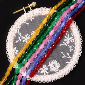 Faceted oval opal beads in five colors for DIY necklace and jewelry making crafts
