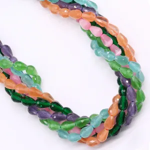 Perle in pietra naturale sfaccettata a goccia in colori assortiti per gioielli fai-da-te
