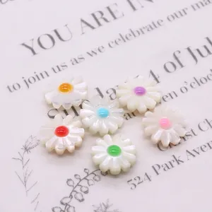 Natural sea shell daisy flower beads in six colors for DIY necklace jewelry making