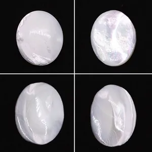 Künstliche Perles en Coquillage Naturel Blanc Ovale Cabochon 15x20mm Nacre Irisée Künstliche Perles en Vrac pour la Fabrication de Bijoux de Bague DIY Accessoires