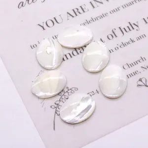 Lot de six cabochons ovales en nacre blanche avec éclat irisé pour bijoux DIY