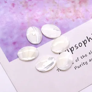 Lot de six cabochons ovales en nacre blanche avec éclat naturel pour bijoux DIY