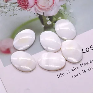 Set di 6 cabochon ovali in madreperla bianca naturale per creazione gioielli fai da te
