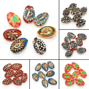 Perline di Conchiglia Naturale Bohemien Conchiglia di Ciprea Stampata Dipinta per Produzione di Gioielli Fai-da-te Collana Bracciale Accessori