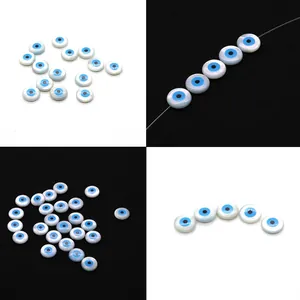 Cuentas Sueltas de Concha Natural de Ojo Turco para DIY Collar Pulsera Fabricación Cuentas Redondas Planas Accesorios de Joyería