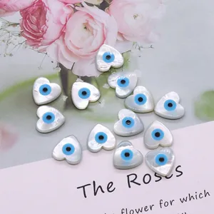 Natürliche Herz-Perlmutt-Perlen mit bösem Blick für DIY-Halsketten und Schmuck