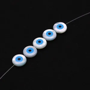 Cuentas de ojo turco de concha natural para crear collares y pulseras personalizadas