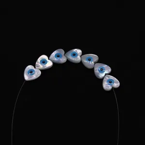 Natürliche Herz-Muschelperlen mit Evil-Eye-Design für DIY-Schmuckherstellung