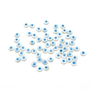 Cuentas redondas planas de ojo turco de concha natural para joyería artesanal DIY