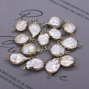 Connecteur en perles d'eau douce baroques dorées pour la création de bijoux DIY