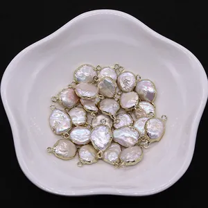 Pendentifs en perles baroques avec bords dorés pour la création de bijoux DIY