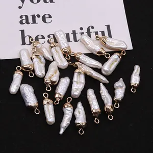 Natural baroque freshwater pearl pendants with gold-plated metal loops for DIY jewelry making