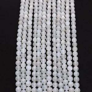Perline di Pietra Rotonde in Pietra di Luna Bianca Naturale per Creazione di Gioielli Accessori Fai da Te Collana Bracciale