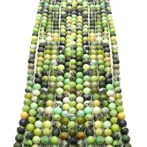 Natural Green Australian Opal Round Loose Beads Polished Stone Beads For DIY Necklace Bracelet Jewelry Making Accessories