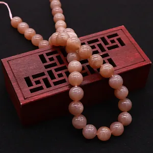 Natural orange sunstone moonstone round beads for DIY jewelry making and necklace crafts