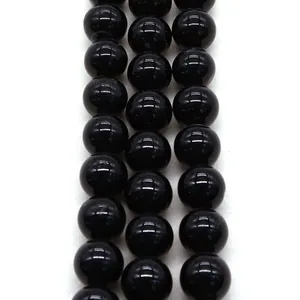 Natuurlijke Zwarte Onyx Agaat Ronde Kralen Gepolijst Recht Gat Losse Stenen Kralen Voor DIY Ketting Armband Sieraden Accessoires