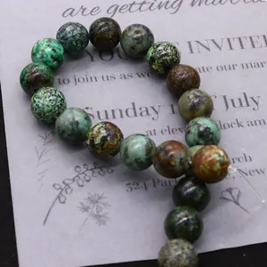 Natural African turquoise jasper round beads for DIY jewelry making and bracelets