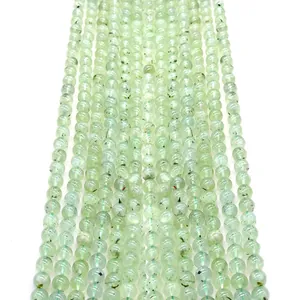 Perles en Vrac Rondes en Pierre de Prehnite Naturelle Polies Pierres Gemmes Vertes Perles d'Espacement Pour Fabrication de Bijoux DIY Bracelet Collier