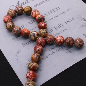 Polished natural red leopard skin jasper round beads for DIY jewelry making and crafts