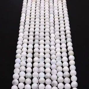 Pierre Naturelle Jade Blanc Perles Rondes en Vrac Perles de Boule Polies Pour Fabrication Bijoux DIY Collier Bracelet