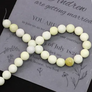 Natural light green ivory jade round loose beads for DIY jewelry making and necklace crafts