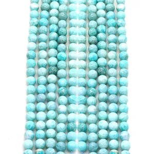 Natural Amazonite Round Smooth Loose Beads For DIY Jewelry Making Bracelet Necklace Accessories Handcrafted Gemstone Beads