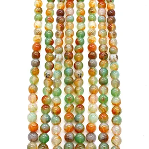 Natural Peacock Agate Stone Beads Round Dragon Vein Agate Loose Beads For Jewelry Making DIY Bracelet Necklace Handcraft Supplies Vintage Multi Color Polished Semi Precious Stone