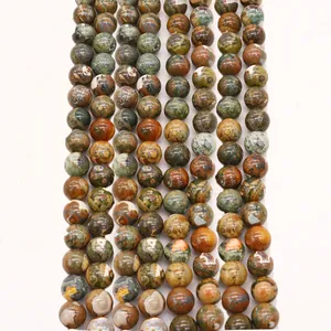 Perles Rondes en Jaspe Œil d'Oiseau Naturel pour DIY Création Bijoux Collier Bracelet Perles de Pierre Gemme Polies Fil