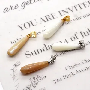 Natürliche Meeresschnecke Muschel Wassertropfen Anhänger Mit 925 Sterlingsilber Öse Gold Silber Weiß Braun Anhänger Für DIY Schmuck