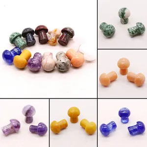 Natural Stone Mushroom Ornaments Mini Polished Crystal Stones For DIY Jewelry Making Flower Pot Home Decor Garden Accessories